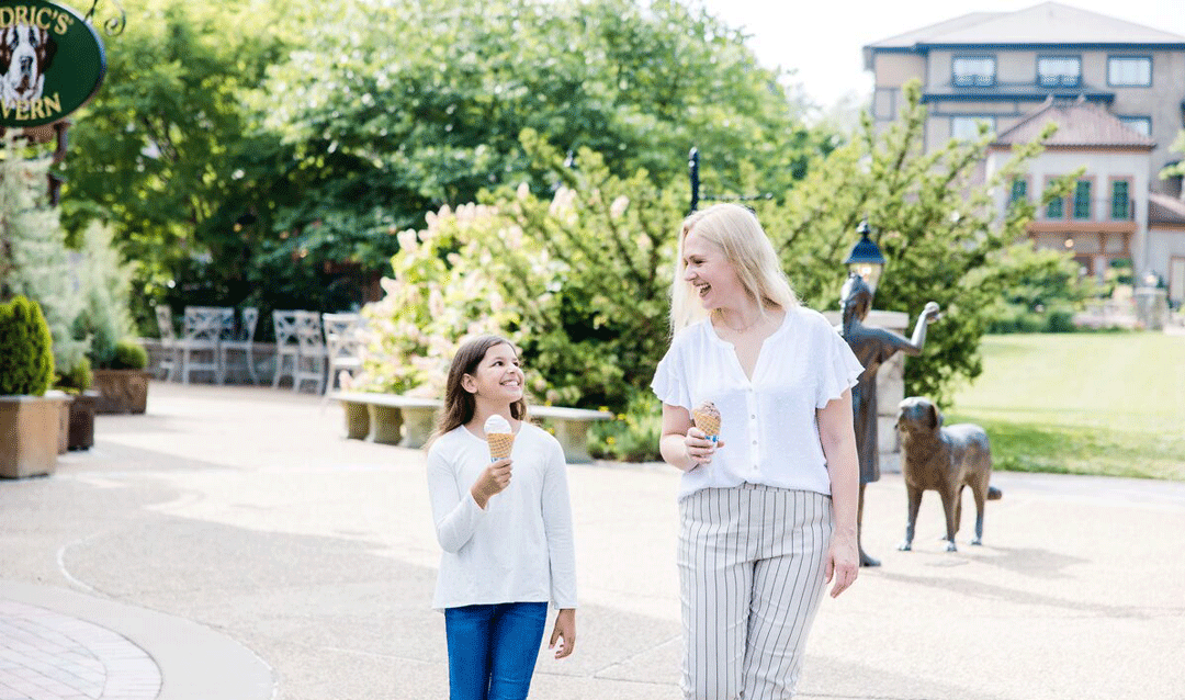 Mother and daughter enjoying ice cream cones at Biltmore
