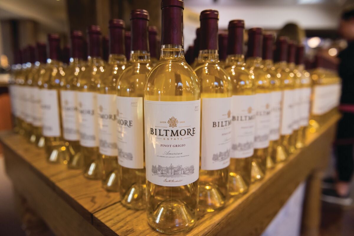 Bottles of Biltmore Estate Pinot Grigio wine