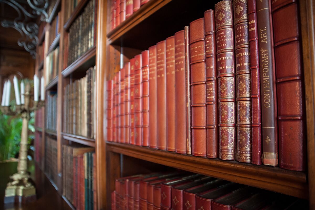 An up-close look at leather-bound books in the collection