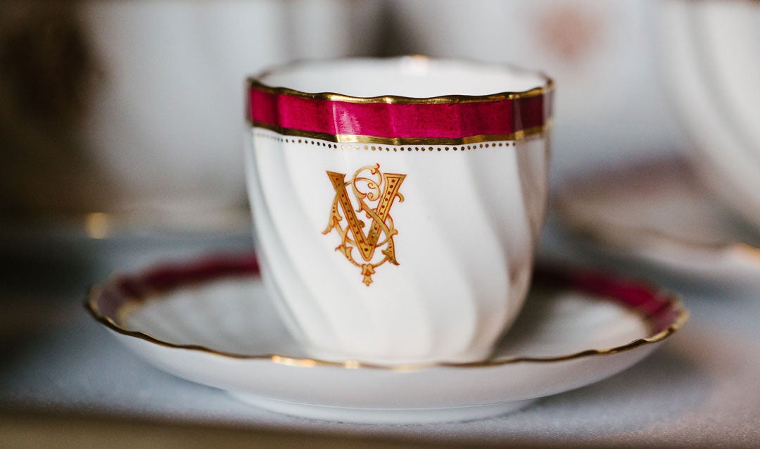 China cup with Cornelia Vanderbilt's monogram