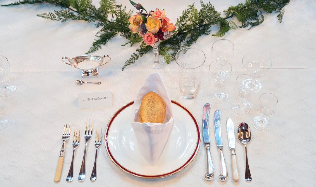 Formal place setting on the Banquet Hall Table in Biltmore House