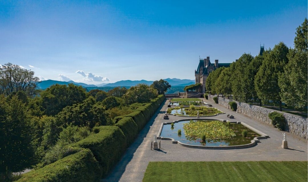 View of the Italian Garden at Biltmore Estate in Asheville, NC.