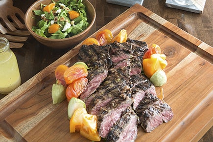 Grilled steak and heirloom tomatoes