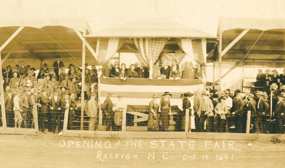 Archival photo of the opening of the 1921 NC State Fair