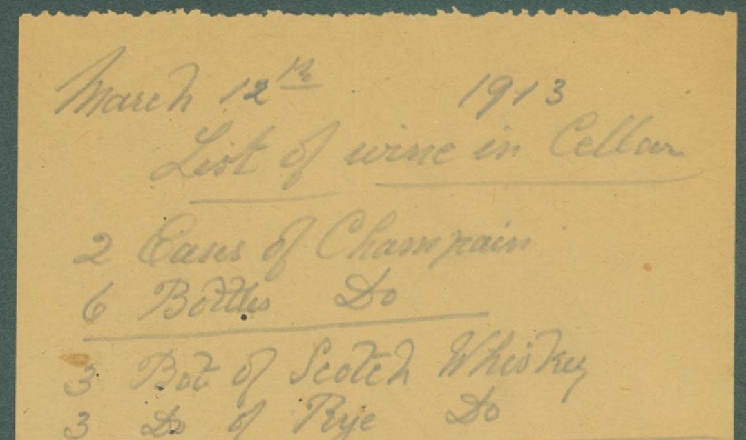 Archival Bltmore wine receipt