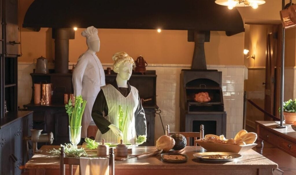 Faux food with mannequins in the Main Kitchen of Biltmore House