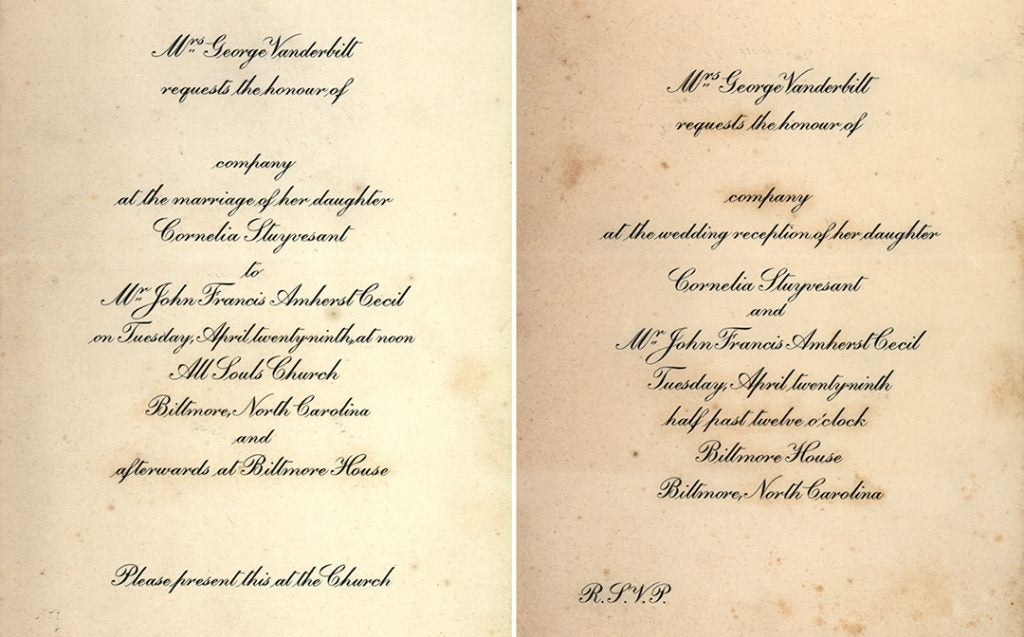 Cornelia Vanerbilt's Wedding Invitations