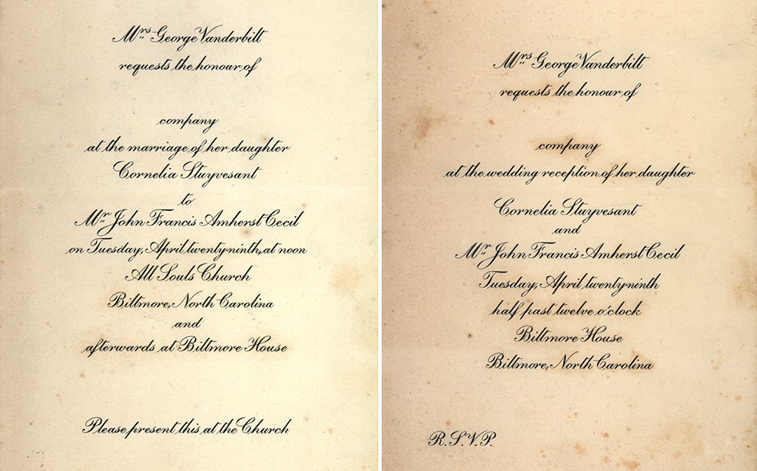 Cornelia Vanerbilt's Wedding Invitations