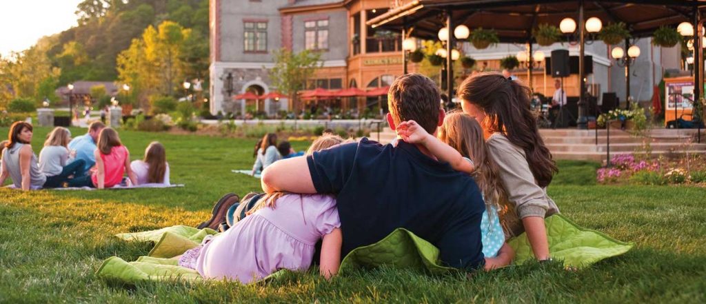 Relaxing with live music on the Village Green