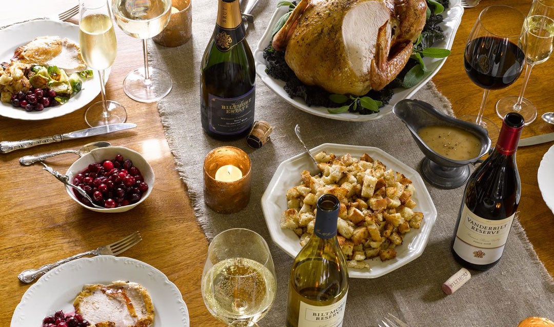 Thanksgiving table with Biltmore wines.