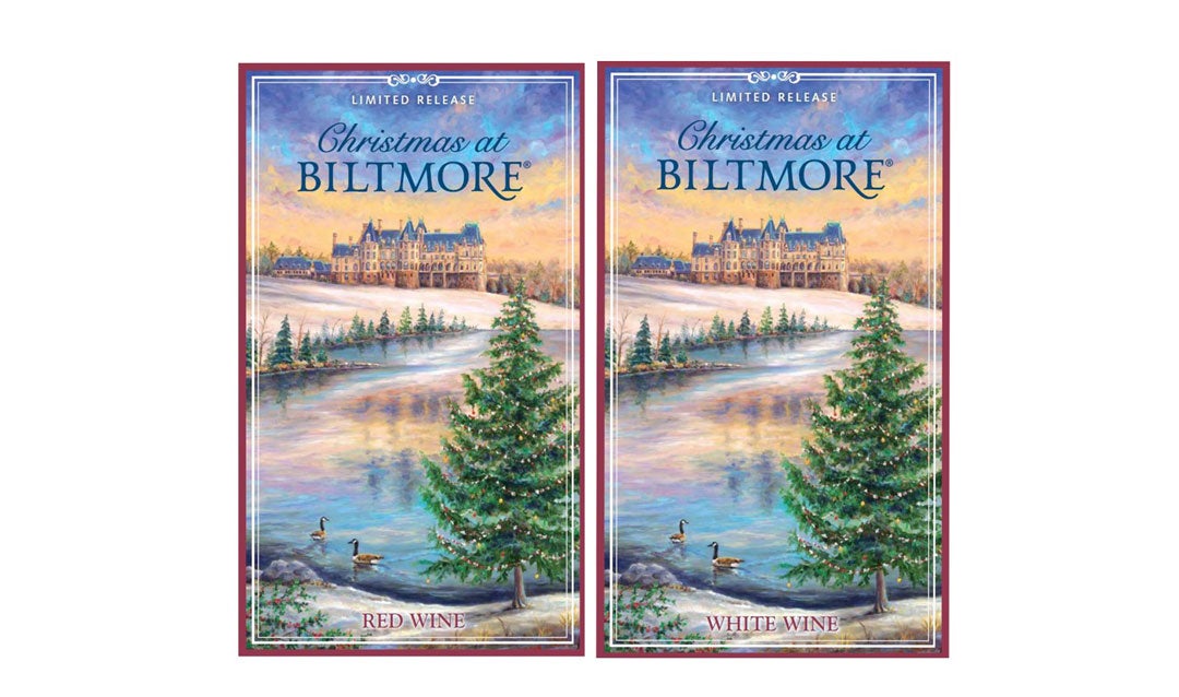 2019 Christmas at Biltmore Red and White Wine labels