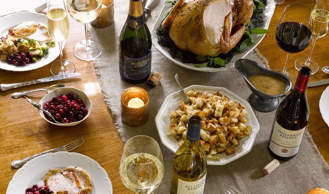 Thanksgiving table with Biltmore wines