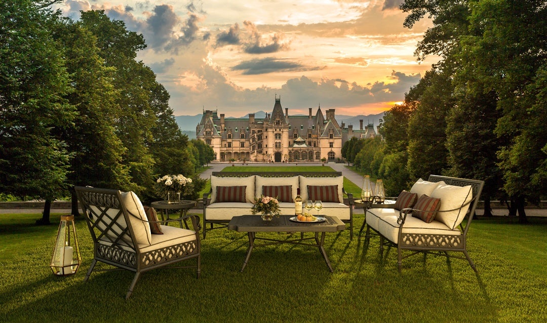 Outdoor furniture in front of Biltmore House