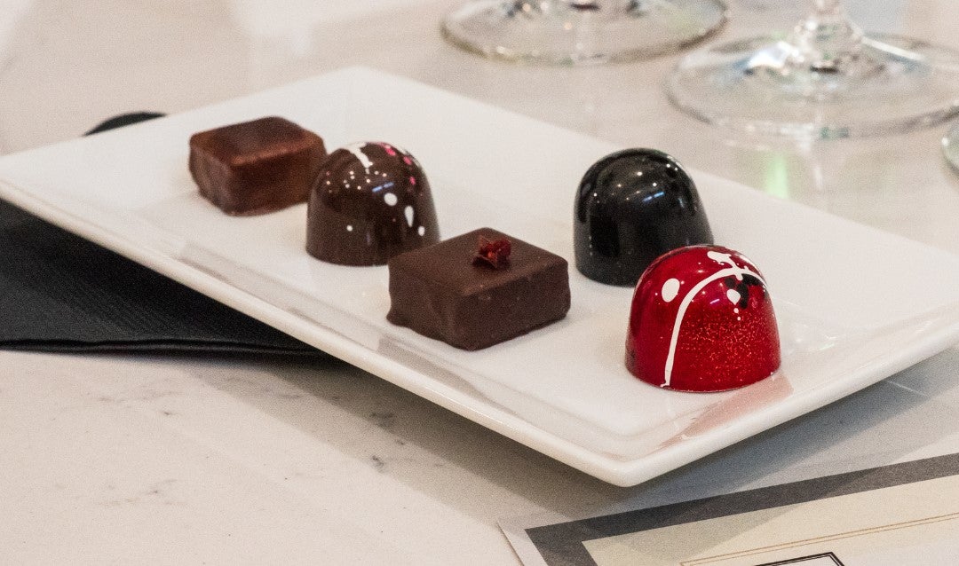 Chocolates on a plate.