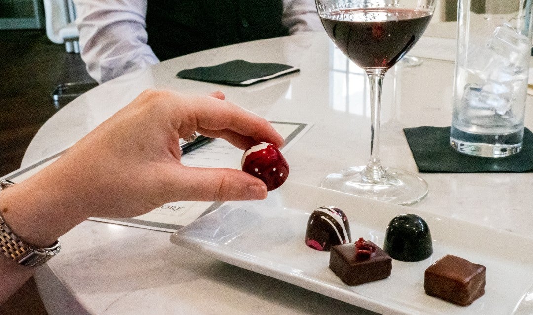 Red wine and chocolate tasting.