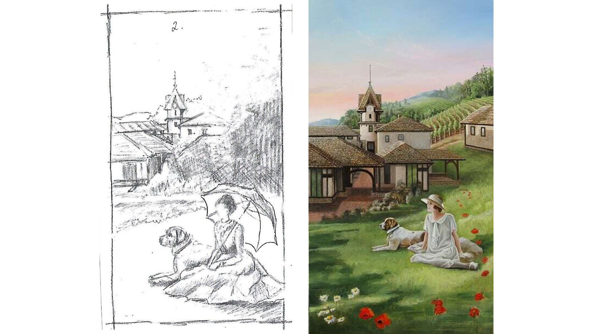 Biltmore spring wine label sketches