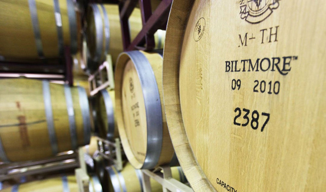 Wine barrels in Biltmore's Barrel Room