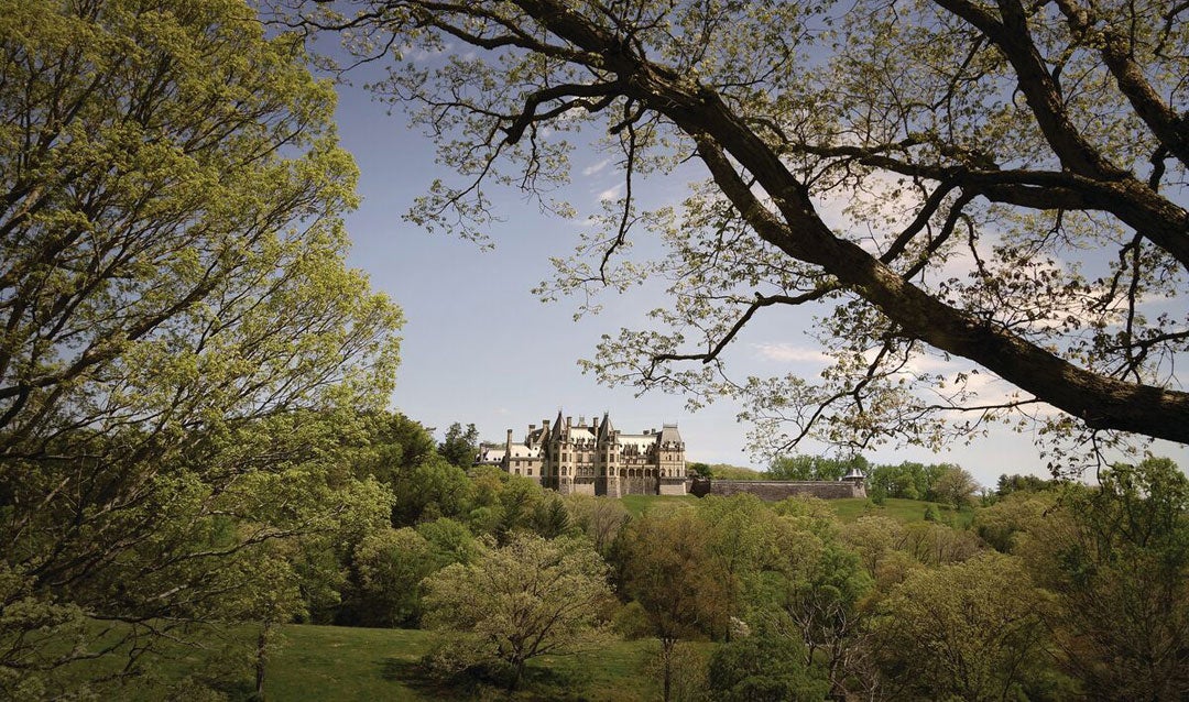 West view of Biltmore House from Lagoon