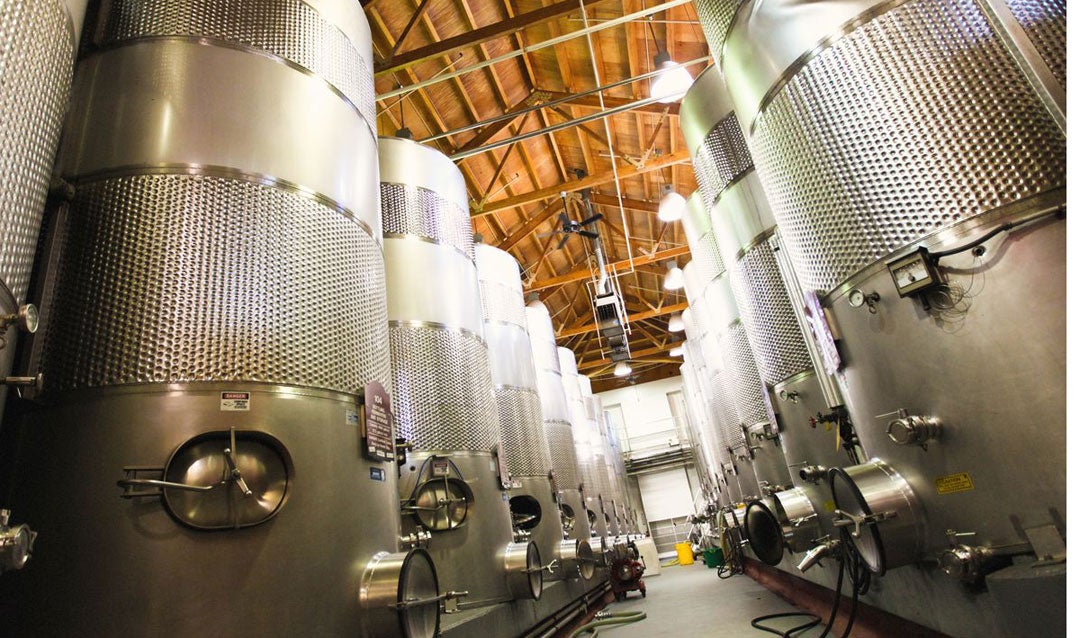 Steel tanks in Biltmore's working winery