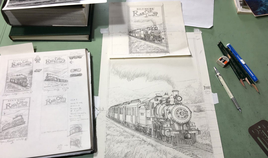 Sketches for The Railcar label