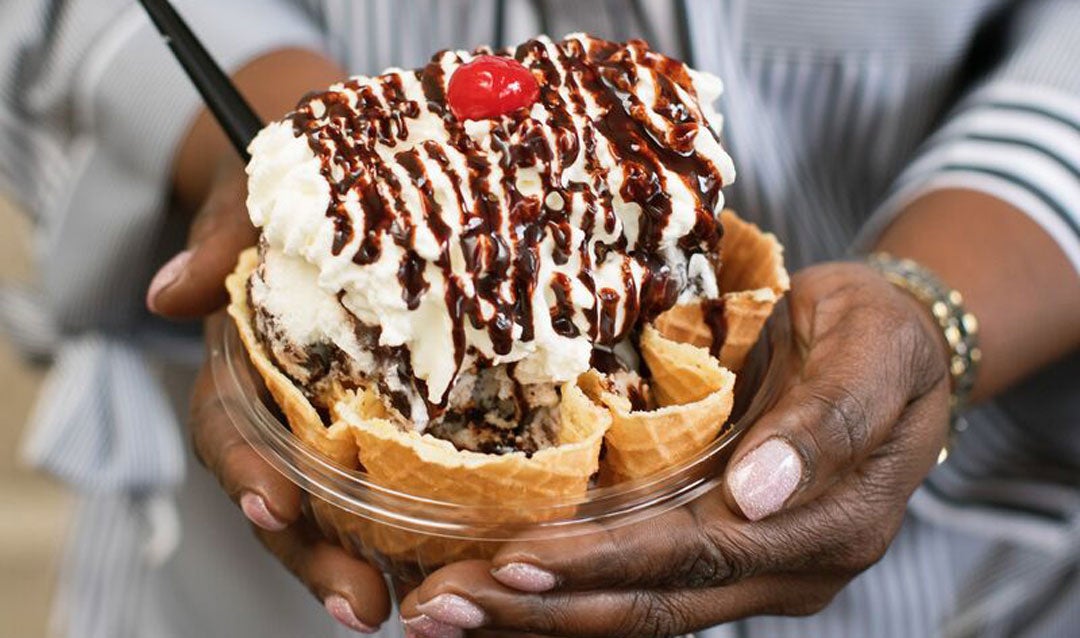 Winkie Bar Sundae in a waffle bowl