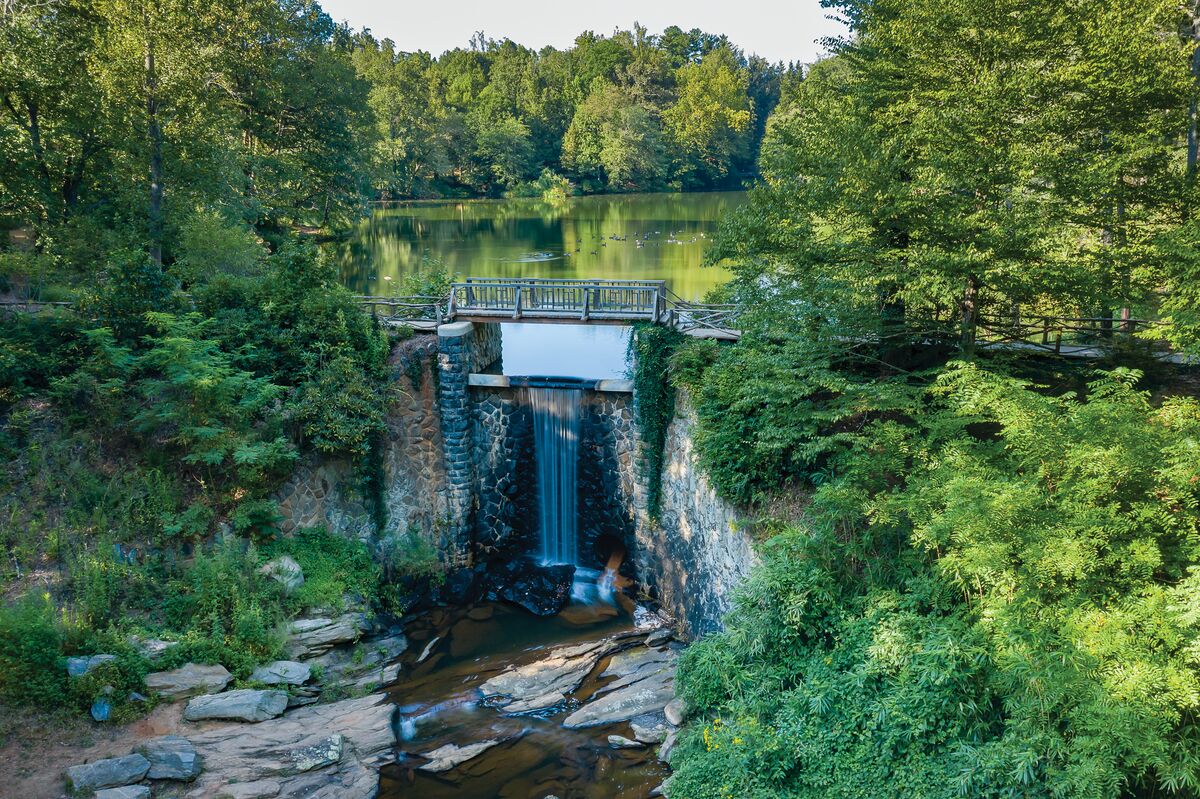 Olmsted's landscape design: Bass Pond waterfall at Biltmore