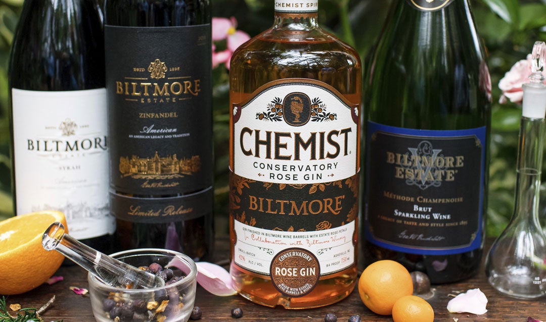 Create cocktail chemistry with Biltmore Conservatory Rose Gin