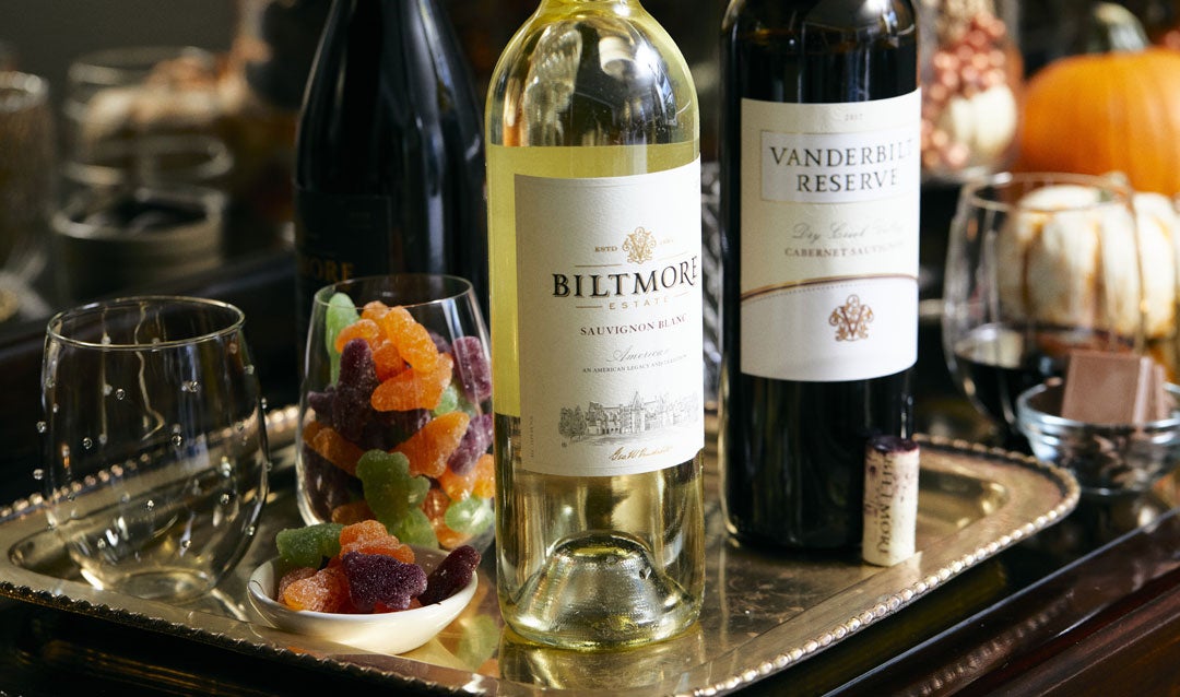 Biltmore Estate Sauvignon Blanc with Halloween candy