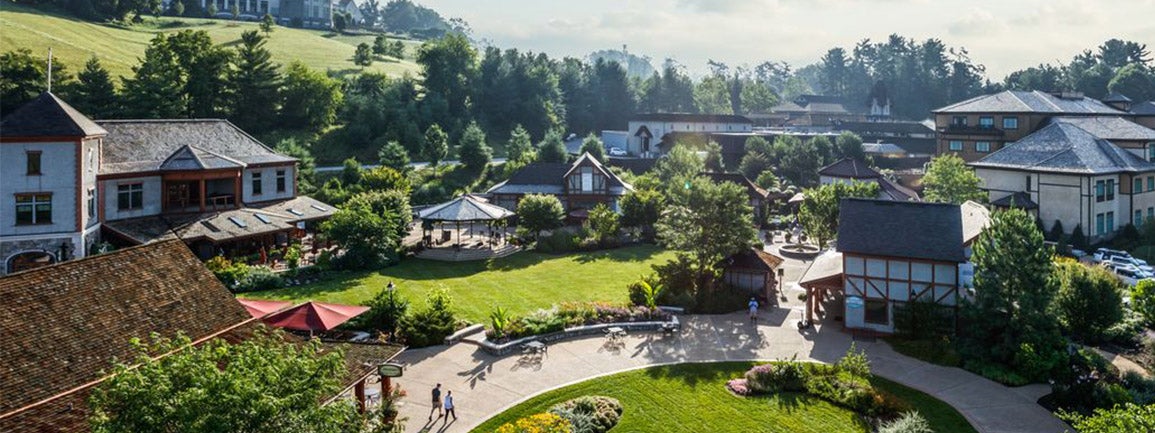 View of Village Green in Antler Hill Village on Biltmore Estate