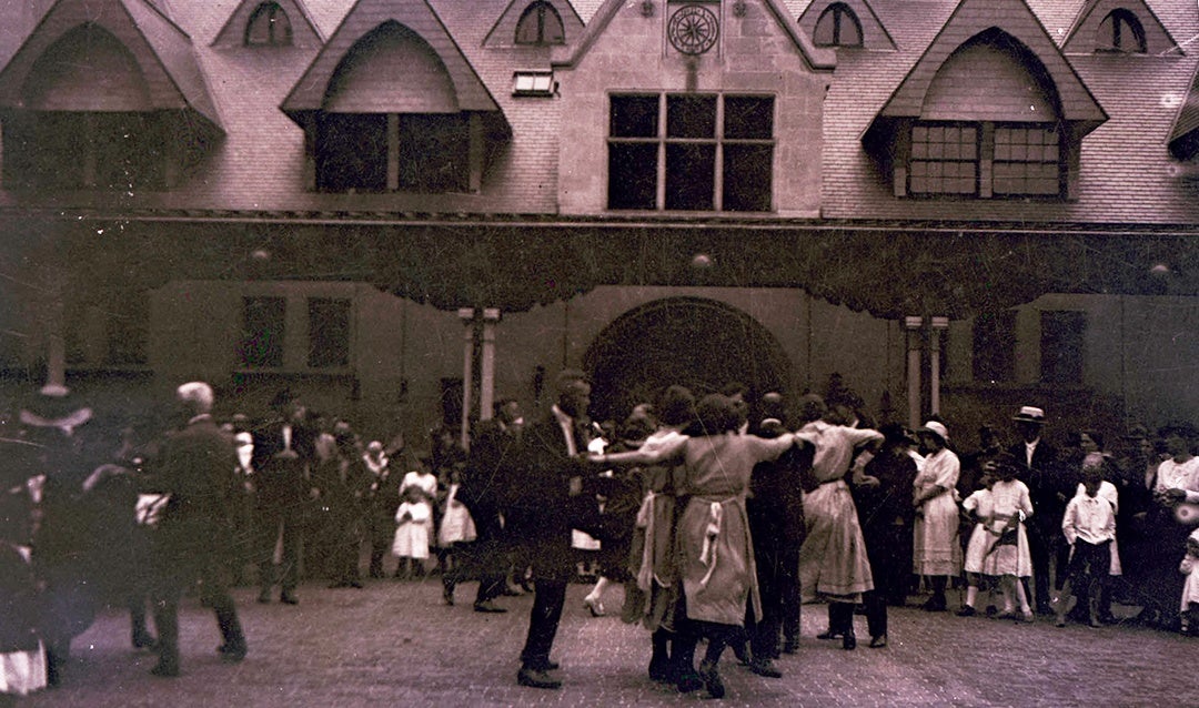 Employees gathered to celebrate Cornelia Vanderbilt’s 21st birthday, August 1921