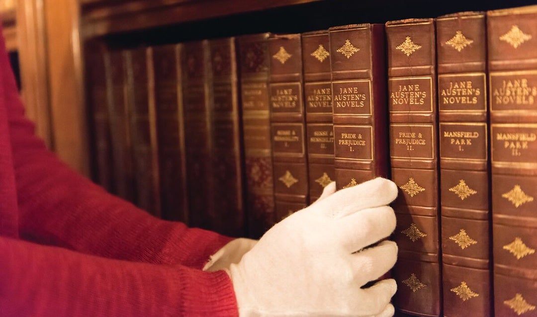 The elegant binding on the books in George Vanderbilt’s collection are each a work of art