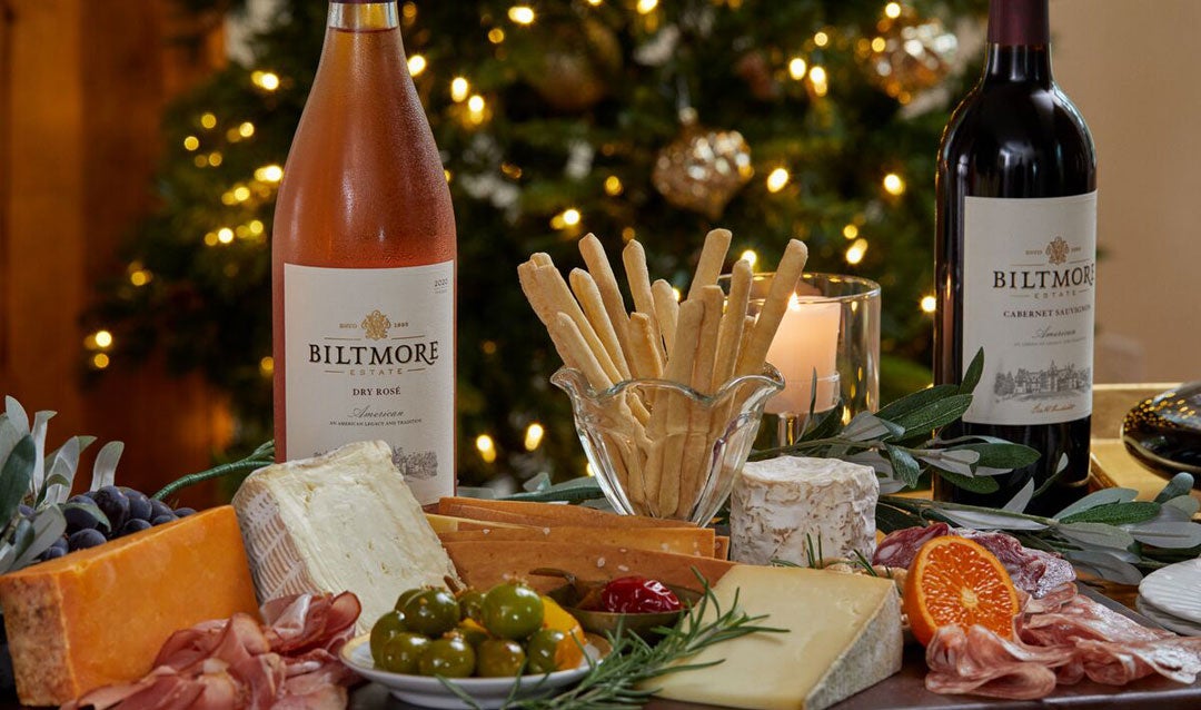 Biltmore wines and charcuterie board
