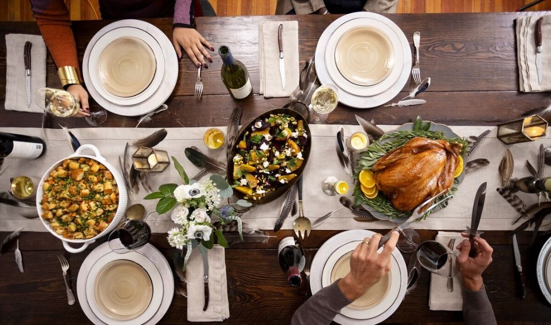 Menu makeover: Thankgiving table and Biltmore wines.