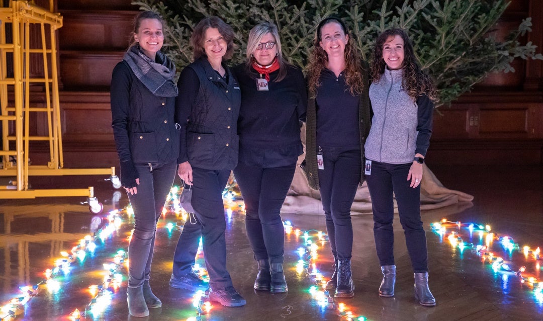A few of Biltmore’s Floral Designers: Marie Arnold, Kyla Dana, Lucinda Ledford, Joslyn Kelly, and Callan Charron.