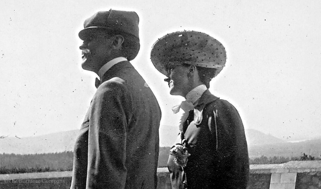 George and Edith Vanderbilt on the South Terrace of Biltmore House, c. 1900