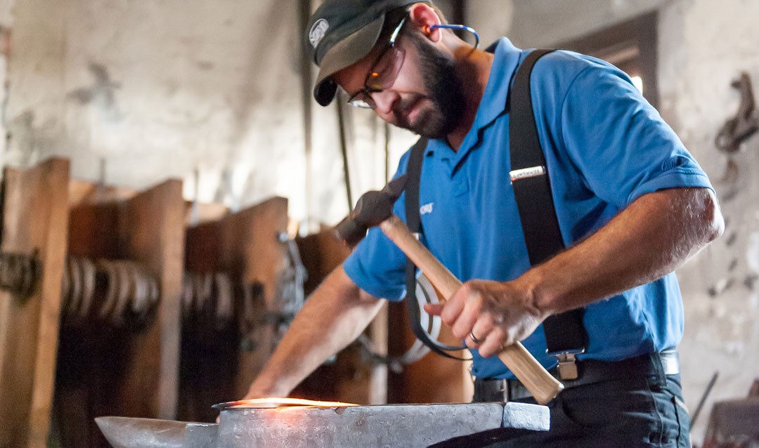 Biltmore blacksmith Steve Schroder learned the trade by apprenticing under our previous blacksmith Doc Cudd.