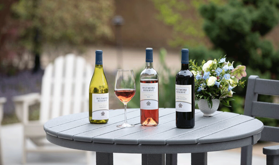 Biltmore Reserve wines on an outdoor table