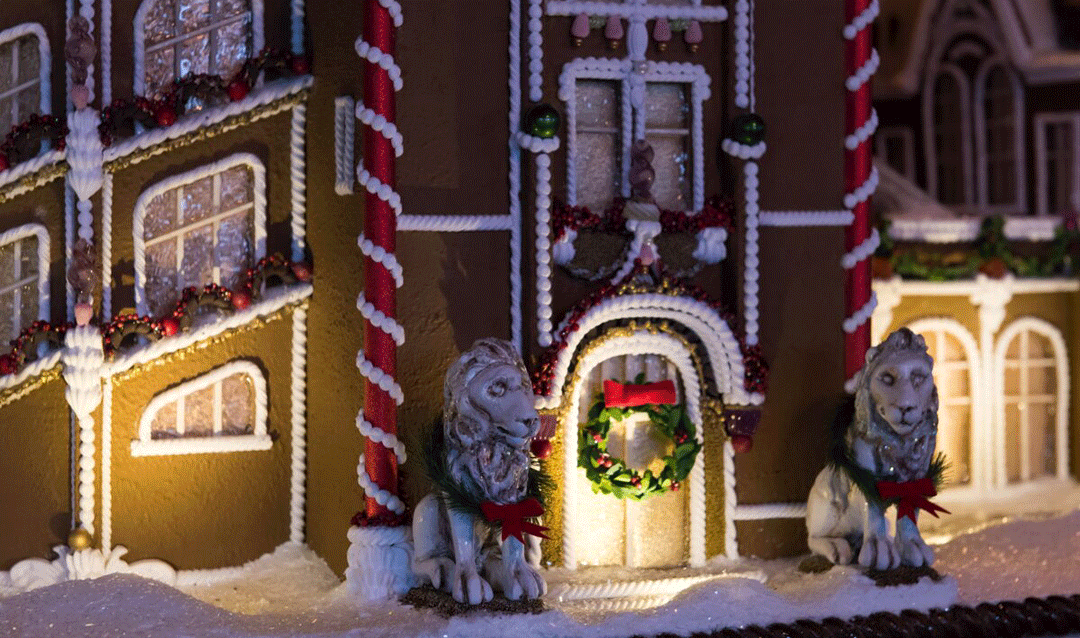 Detail of gingerbread house version of Biltmore House