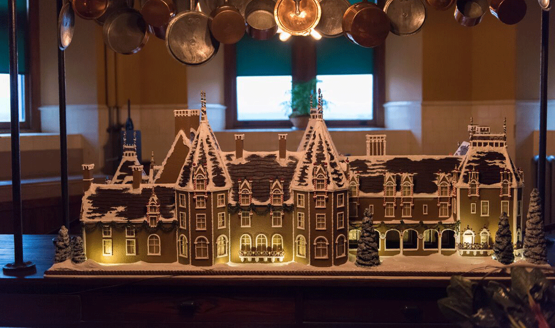 Gingerbread house in the Main Kitchen at Biltmore