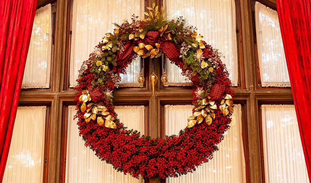 Christmas wreath on display