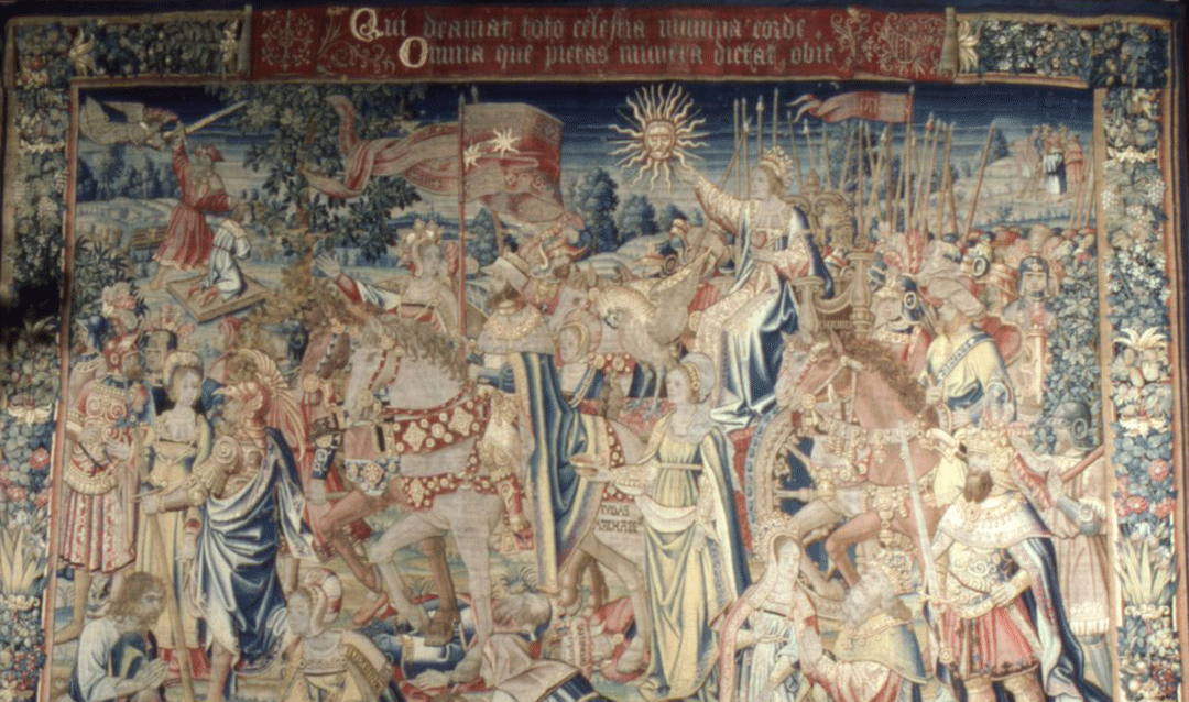 Overview of Virtue of Charity tapestry in Biltmore House