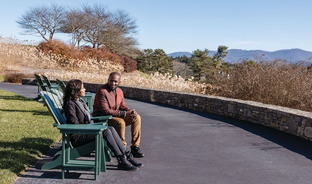 Couple enjoying long-range views