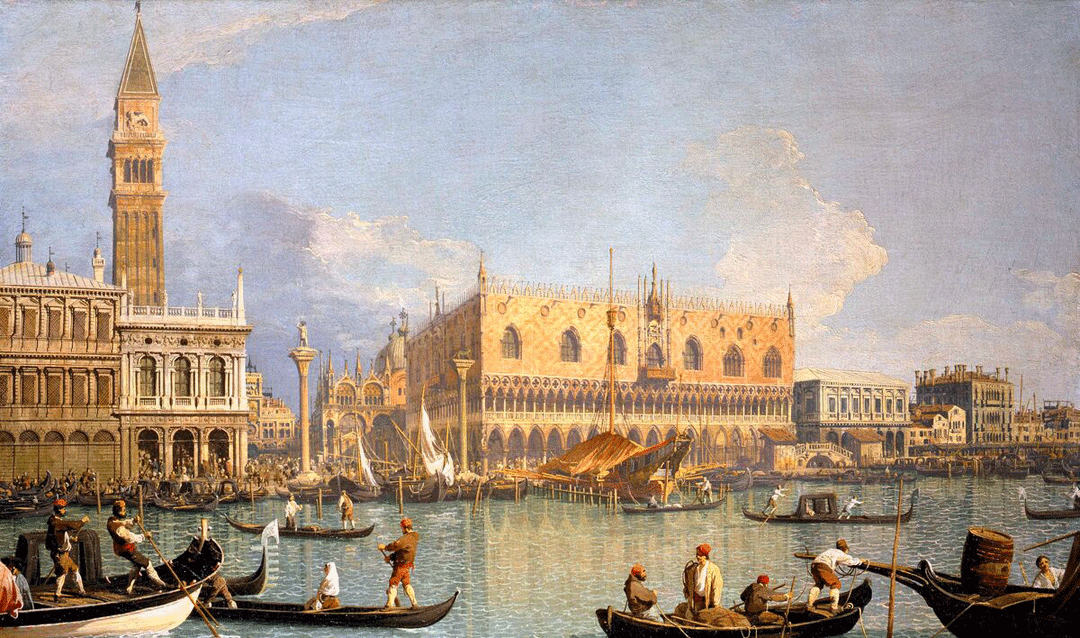 Detail of View of the Ducal Palace in Venice by Italian Renaissance painter Giovanni Antonio Canal