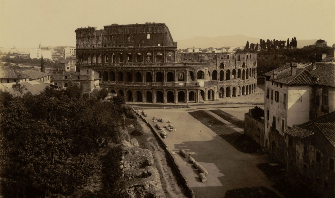 Archival image of the Colosseum, 1887. Rome, Italy