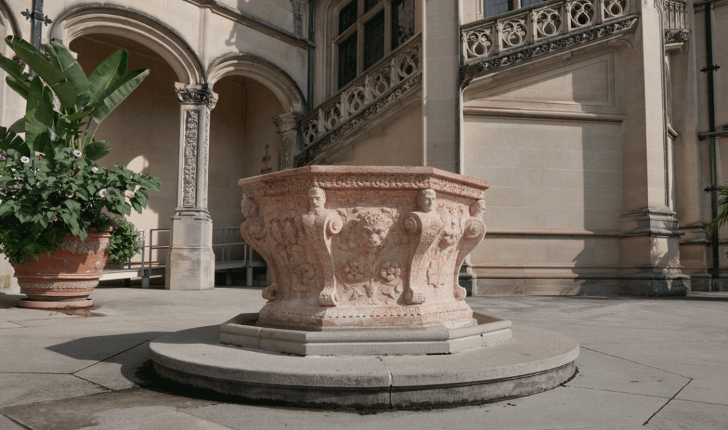 Italian Renaissance wellhead used as a fountain at Biltmore House