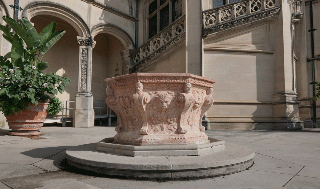 Italian Renaissance wellhead used as a fountain at Biltmore House