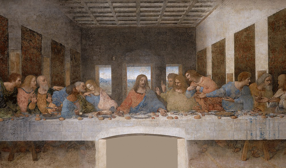 The Last Supper fresco painting by Leonardo da Vinci