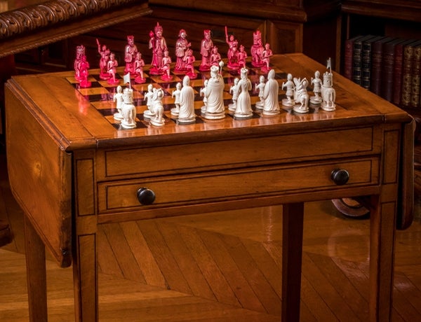 Game table and chess set<br>c. 1820