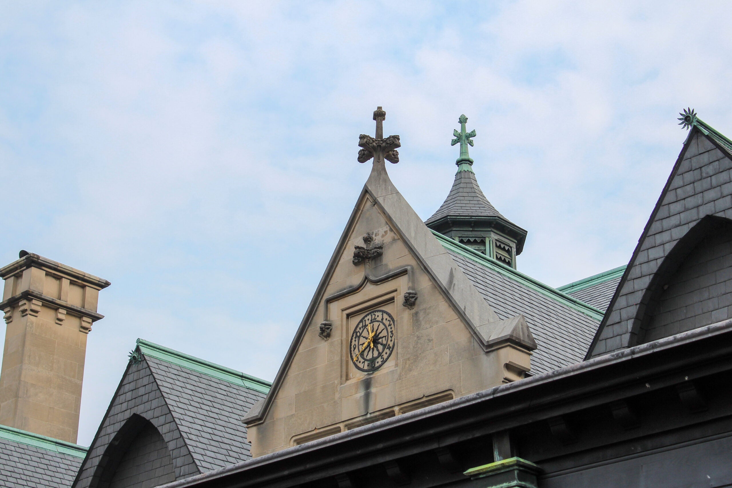 The clock in Stable Courtyard has been restored to Gilded-Age-glory.