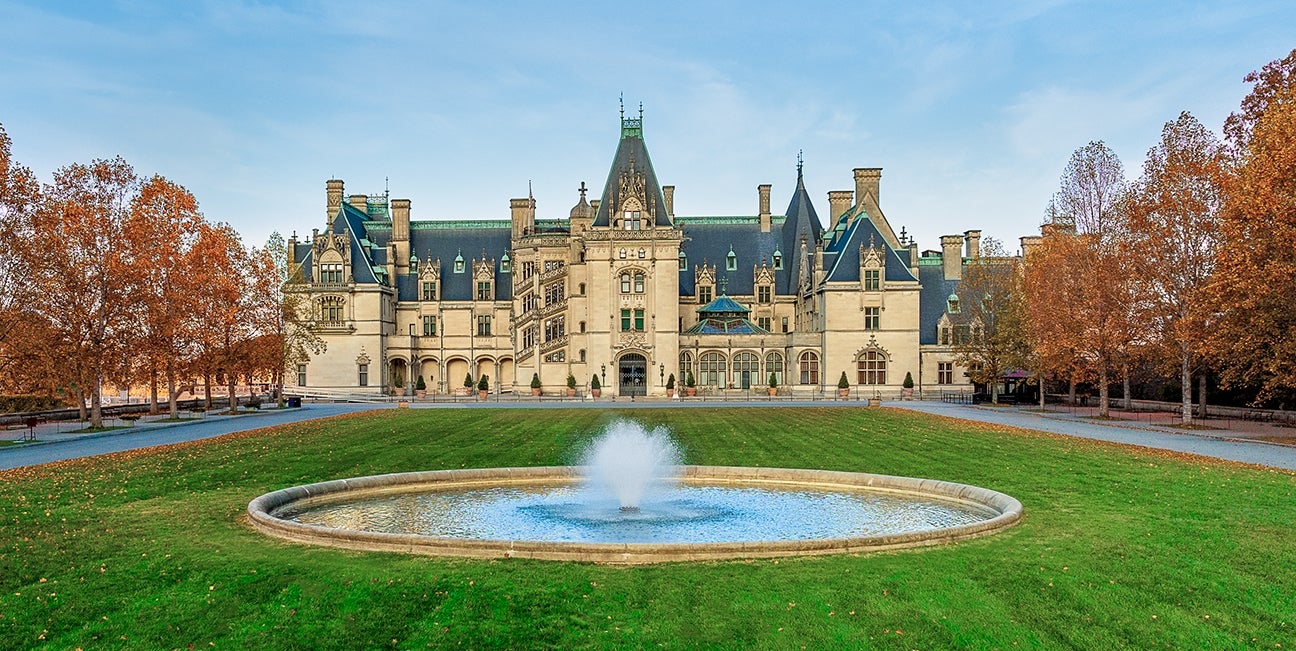 View of Biltmore House Façade during fall
